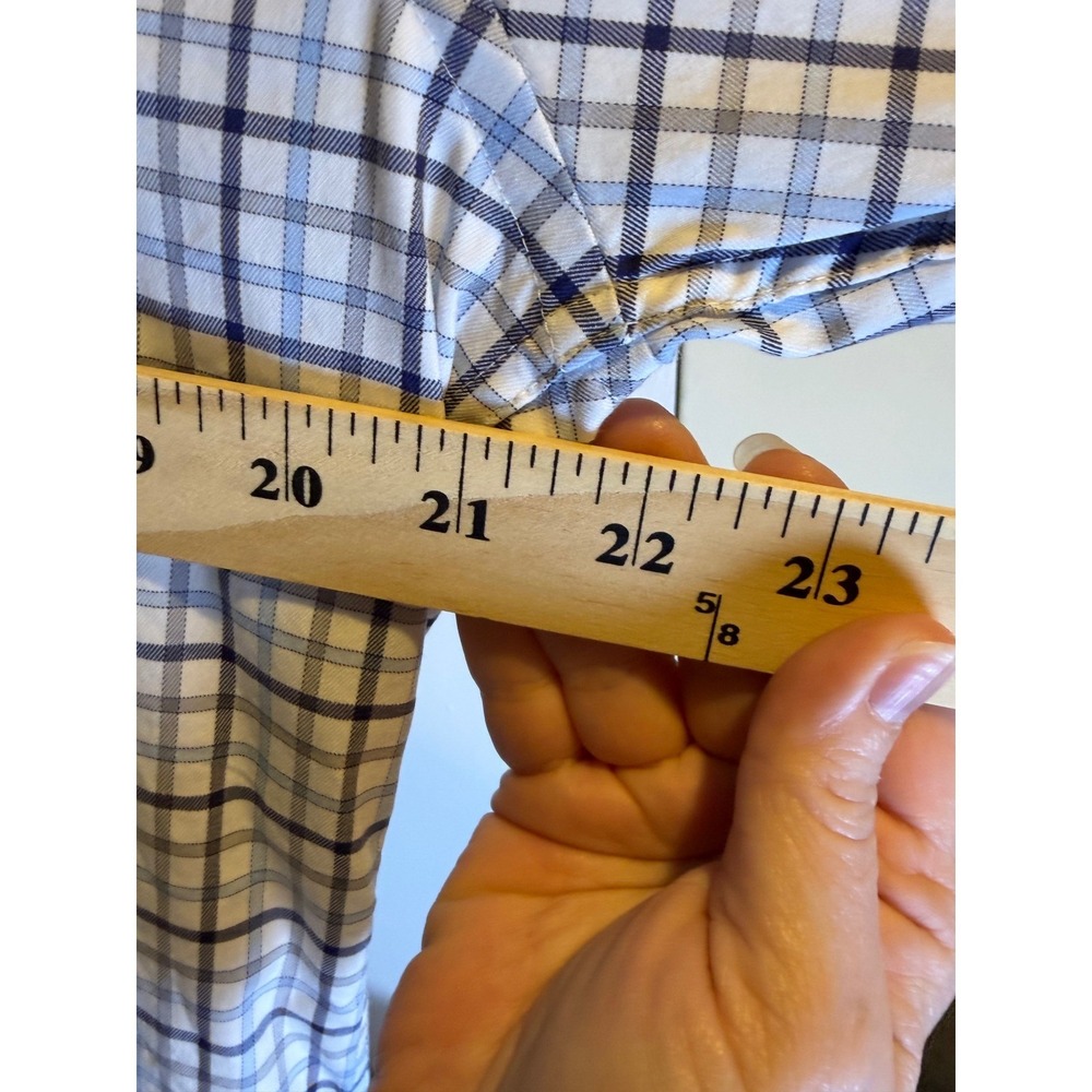 Peter Millar Button Down Shirt Mens Medium Blue Check EZGO Long Sleeve - Picture 5 of 8